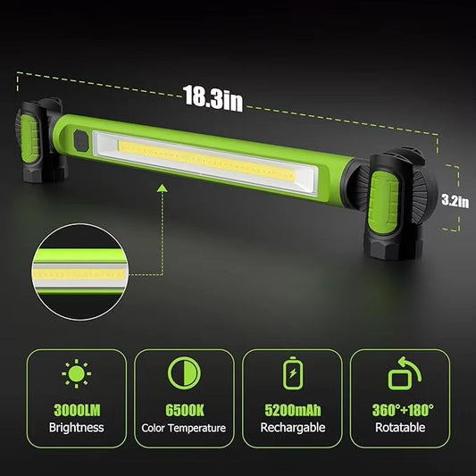 3000LM LED Work Light, 5200mAh Rechargeable Magnetic Work Light